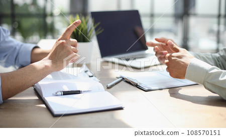 Businessman working on the table with laptop in a new office 108570151