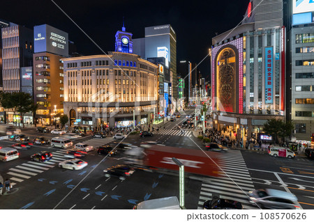 [Tokyo] Night view of Ginza, central Tokyo 108570626