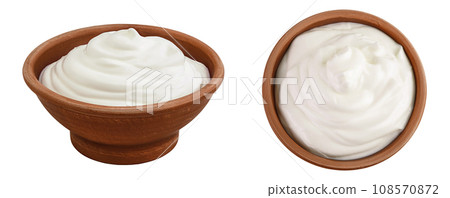 sour cream or yogurt in ceramic bowl isolated on white background with full depth of field sour cream or yogurt in ceramic bowl isolated on white background with full depth of field 108570872