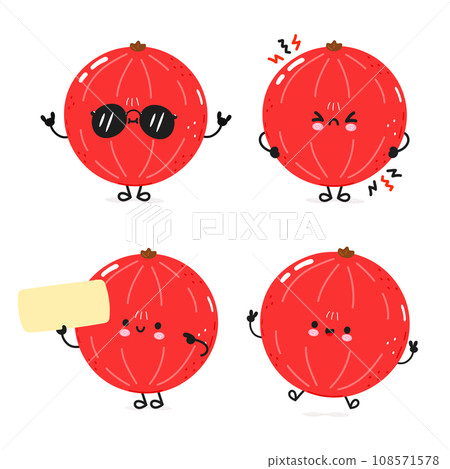 Funny Red Ribes characters bundle set. Vector hand drawn doodle style cartoon character illustration icon design. Cute Red Ribes mascot character collection 108571578