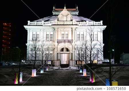 Illuminated Aomori Bank Memorial Hall Western-style architecture 108571650