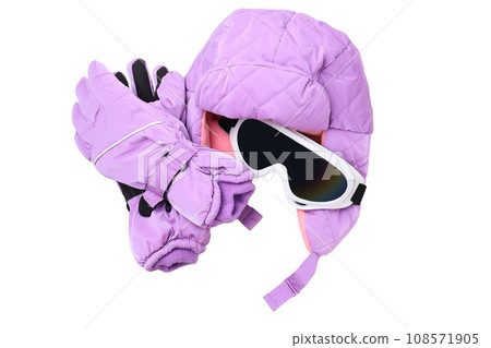 PNG,warm, winter hat with ski goggles, isolated on white background 108571905