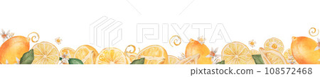 Banner with lemons on white background 108572468