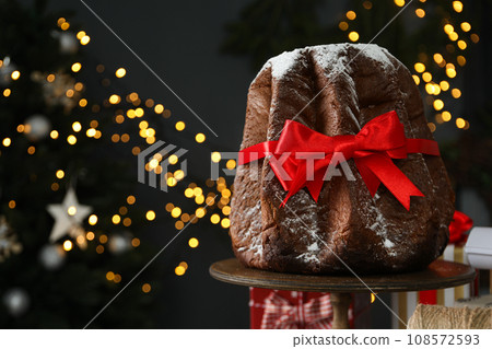 Panettone is a traditional Italian sweet Christmas bread. 108572593