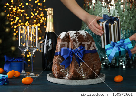 Panettone is a traditional Italian sweet Christmas bread. 108572601