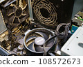Inside a dusty computer before cleaning 108572673
