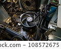 Inside a dusty computer before cleaning 108572675