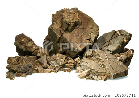 Isolated Frodo stone for aquascaping aquarium on the white background. Very rough textured stones. Isolated Frodo stone for aquascaping aquarium on the white background. Very rough textured stones. 108572711