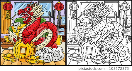 Year of the Dragon Cloud Coin Base Illustration Year of the Dragon Cloud Coin Base Illustration 108572873