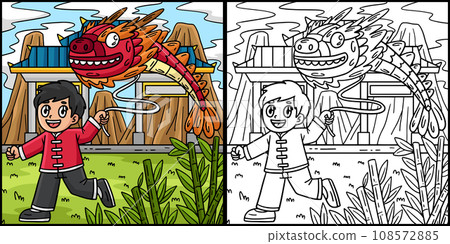 Year of the Dragon Child Balloon Illustration 108572885