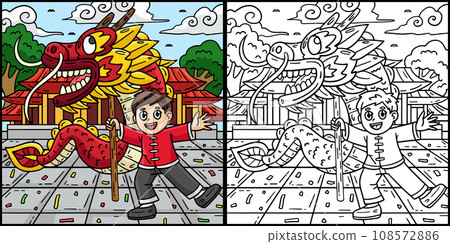 Year of the Dragon Dragon Dance Illustration 108572886