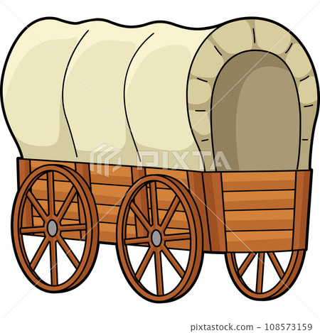 Wagon Vehicle Cartoon Colored Clipart Illustration 108573159