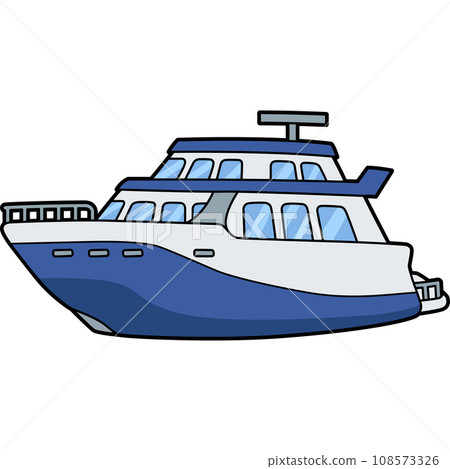 Yacht Vehicle Cartoon Colored Clipart Illustration 108573326