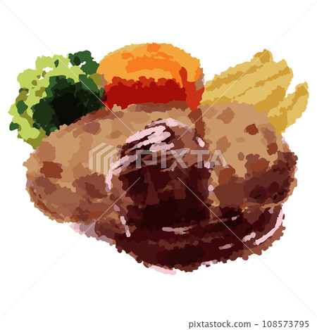 Hamburg steak illustration material vector 108573795