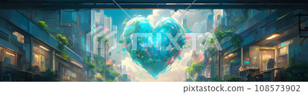 Multicolored Abstract Heart Futuristic Fantasy Style 108573902