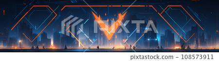 Futuristic V Logo Cyberpunk Style Futuristic V Logo Cyberpunk Style 108573911