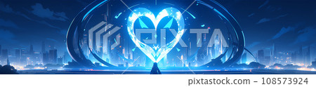 Multicolored Abstract Heart Futuristic Cyberpunk Style 108573924