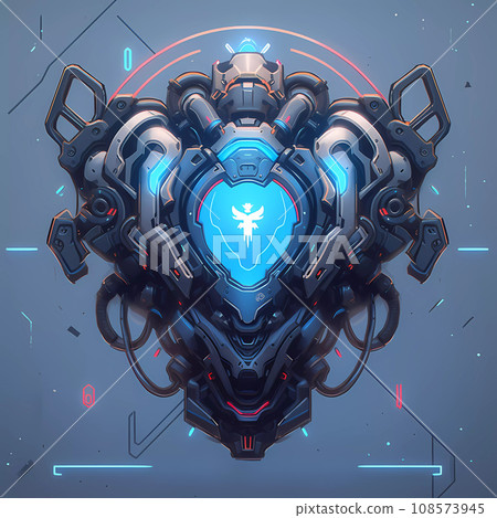 Cyberpunk Retro Futuristic Heart with Neon Lights Cyberpunk Retro Futuristic Heart with Neon Lights 108573945