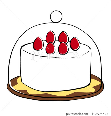 Strawberry shortcake in a wood and glass cake dome Strawberry shortcake in a wood and glass cake dome 108574425