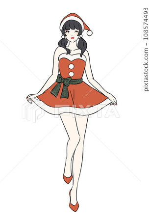 聖誕老人服裝的一個女孩 108574493