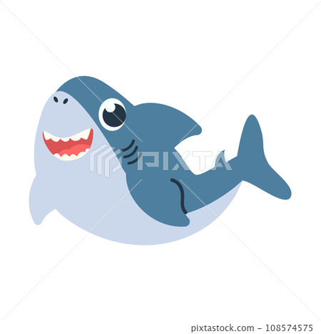 Cute cartoon baby shark flat Cute cartoon baby shark flat 108574575