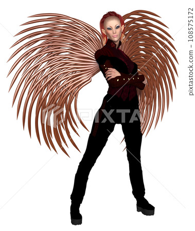 Science Fiction Fairy with Metallic Wings, Side View 108575172