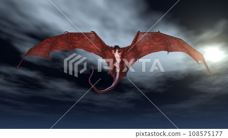 Red Dragon Attacking from a Night Sky Red Dragon Attacking from a Night Sky 108575177