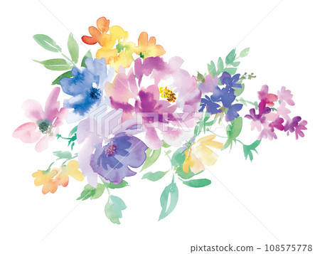 水彩畫的花朵的花束插圖 108575778