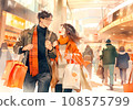 Young couple shopping happily at a shopping mall Young couple shopping happily at a shopping mall 108575799