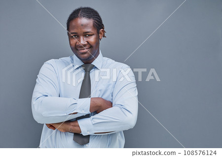portrait of afro american young man on gray background portrait of afro american young man on gray background 108576124