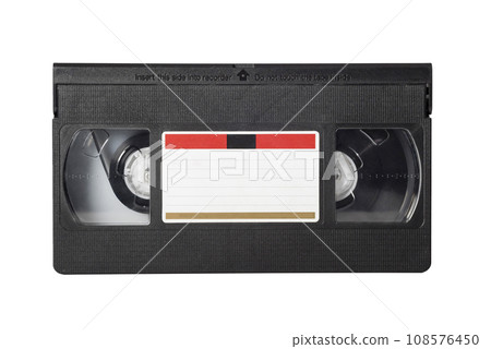VHS video tape isolated on white background. Close-up 108576450