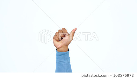 Thumbs up, hand and person with sign for yes in studio, white background with feedback of support. Thank you, vote and icon for success, agreement and emoji for achievement of goals or ok review Thumbs up, hand and person with sign for yes in studio, white background with feedback of support. Thank you, vote and icon for success, agreement and emoji for achievement of goals or ok review 108576978