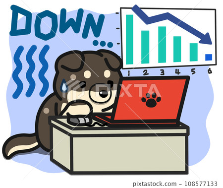 Deformed illustration of Kuroshiba depressed due to declining performance Deformed illustration of Kuroshiba depressed due to declining performance 108577133