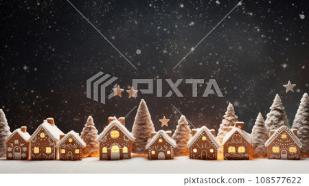 Christmas background with gingerbread houses banner 108577622