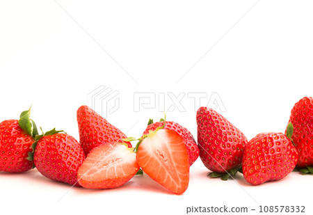 Fresh appetizing strawberries on white background with a place for inscription Fresh appetizing strawberries on white background with a place for inscription 108578332