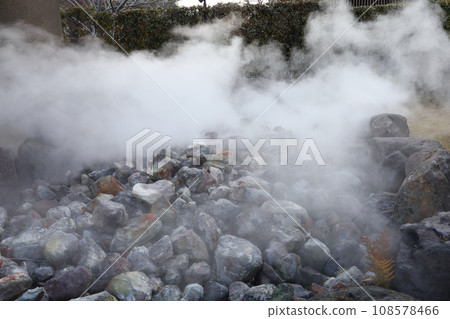 The landscape . One of the beppu hell tour located in snow fall at Beppu, Oita, Japan. The landscape . One of the beppu hell tour located in snow fall at Beppu, Oita, Japan. 108578466