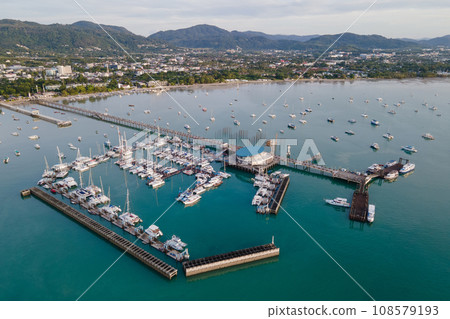 Aerial view of Chalong Pier in Phuket, Thailand 108579193