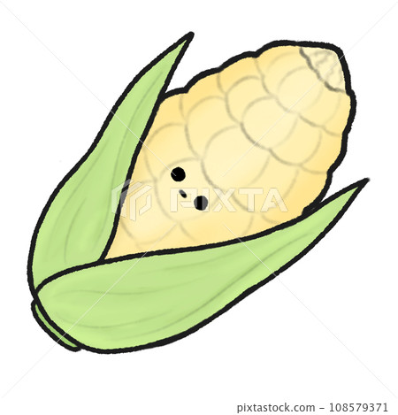 Hand-drawn Cute white Corn, Cute fruit, vegetable, character design in doodle style Hand-drawn Cute white Corn, Cute fruit, vegetable, character design in doodle style 108579371