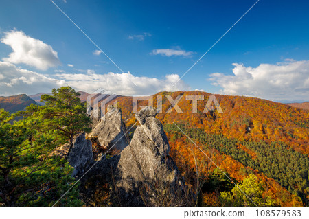 Mountain landscape during autumn morning. Mountain landscape during autumn morning. 108579583