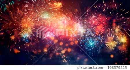 Fireworks of Celebration holiday celebrations with resembling , capturing the spirit of revelry. 108579815