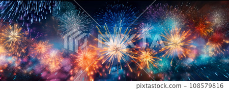 Fireworks of Celebration holiday celebrations with resembling , capturing the spirit of revelry. 108579816