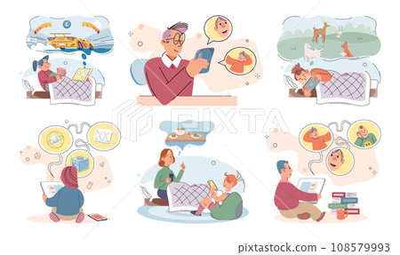 Child with tablet. Vector illustration. Toddlers using digital tablets develop early cognitive and motor skills Personalized learning through use tablets caters to individual needs students Smart Child with tablet. Vector illustration. Toddlers using digital tablets develop early cognitive and motor skills Personalized learning through use tablets caters to individual needs students Smart 108579993