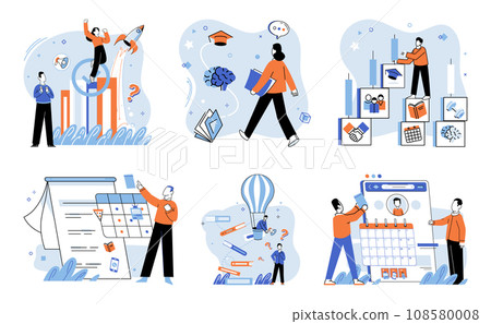Time management. Vector illustration. Effective time management leads to better control over tasks and projects Optimization time management practices improves efficiency The time management metaphor 108580008