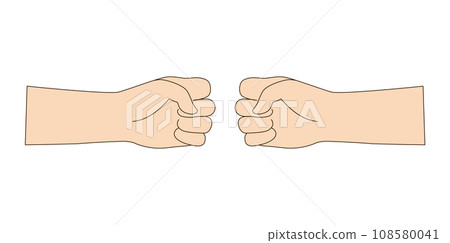 Isolated Hand gesture fists opposite each other. Vector illustration beige color. 108580041