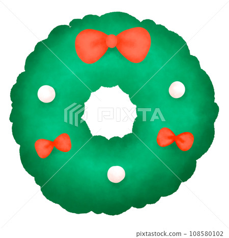 Christmas wreath watercolor illustration, Cute Doodle element Christmas wreath watercolor illustration, Cute Doodle element 108580102