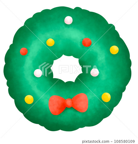 Christmas wreath watercolor illustration, Cute Doodle element 108580109