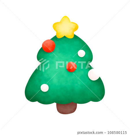 Christmas tree watercolor illustration, Cute Doodle element 108580115