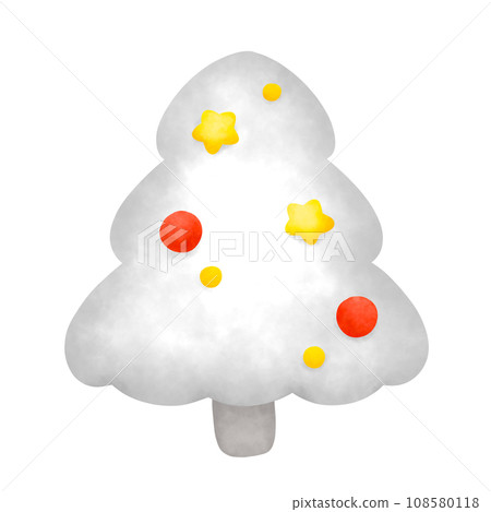 White Christmas tree watercolor illustration, Cute Doodle element White Christmas tree watercolor illustration, Cute Doodle element 108580118
