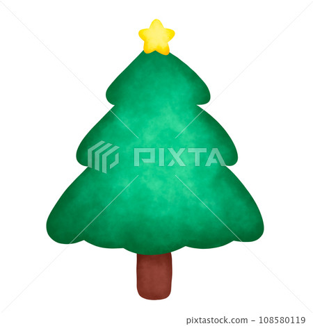 Christmas tree watercolor illustration, Cute Doodle element 108580119