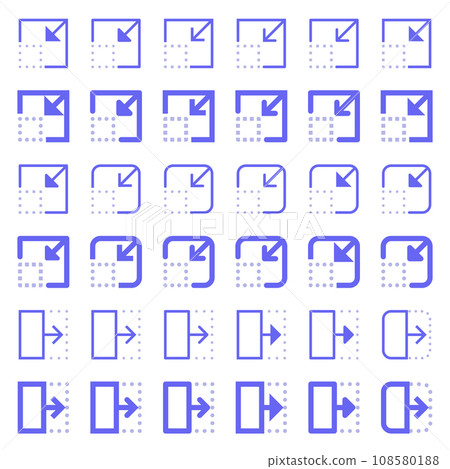 General arrow icons related to area expansion and reduction. General arrow icons related to area expansion and reduction. 108580188